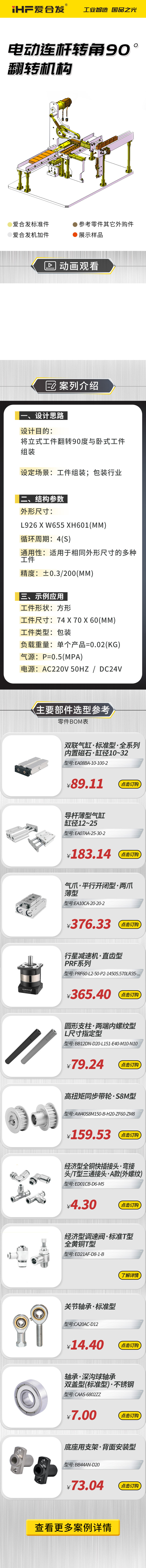 愛合發案例介紹：電動（dòng）連杆轉角90°翻轉機構！